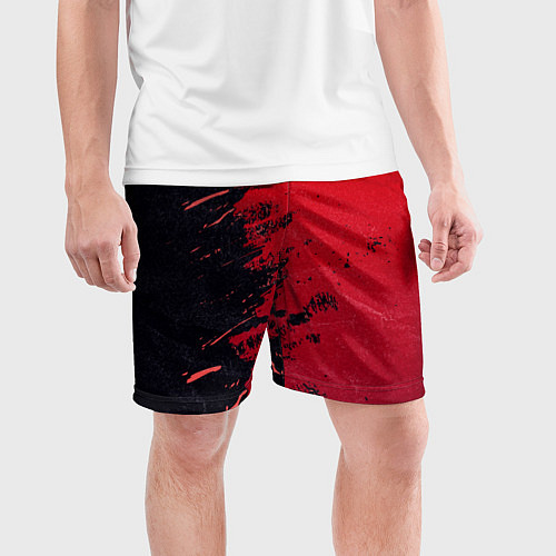 Мужские спортивные шорты Черное и красное / 3D-принт – фото 3