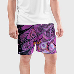 Шорты спортивные мужские Фиолетовые краски и камни, цвет: 3D-принт — фото 2