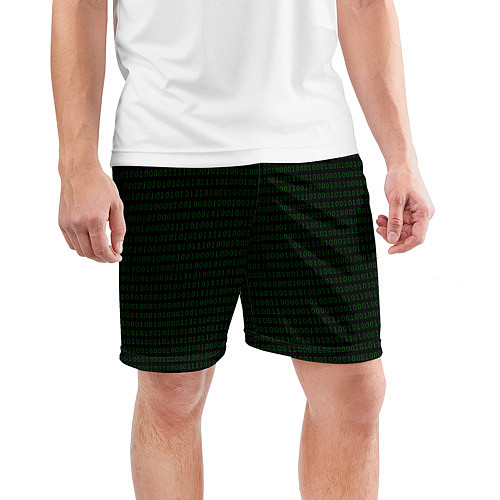 Мужские спортивные шорты Однотонный двоичный код / 3D-принт – фото 3