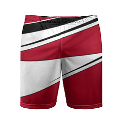 Мужские спортивные шорты Красно черная геометрия на белом