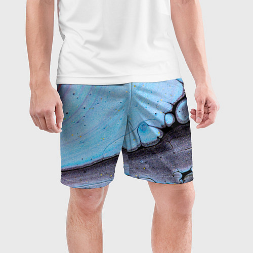 Мужские спортивные шорты Синий и тёмный песок и краски / 3D-принт – фото 3