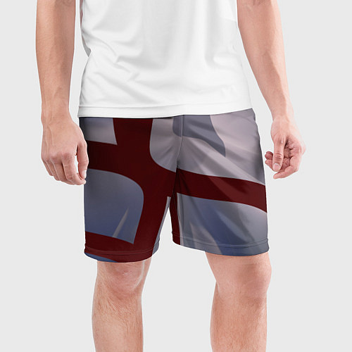 Мужские спортивные шорты Красные и розовые волнообразные пластины / 3D-принт – фото 3