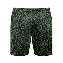 Шорты спортивные мужские Черный и зеленый камуфляжный, цвет: 3D-принт