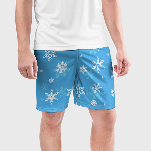 Мужские спортивные шорты Голубой снегопад / 3D-принт – фото 3
