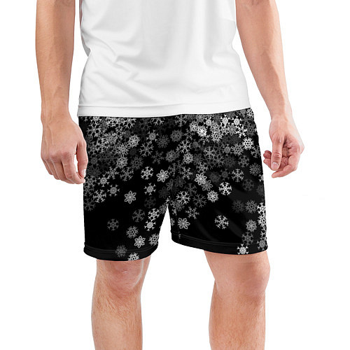 Мужские спортивные шорты Пушистые снежинки / 3D-принт – фото 3