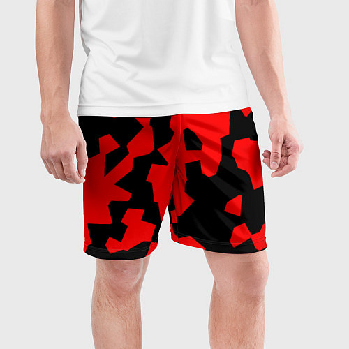 Мужские спортивные шорты Черно-красный авторский арт / 3D-принт – фото 3