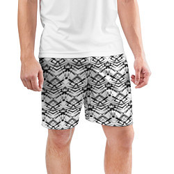 Шорты спортивные мужские Черно белый геометрический узор, цвет: 3D-принт — фото 2