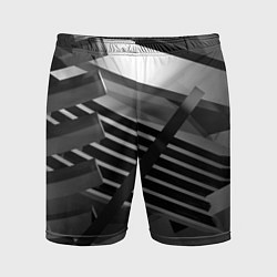 Шорты спортивные мужские Жёсткий абстрактный серый и тёмно-серый металл, цвет: 3D-принт
