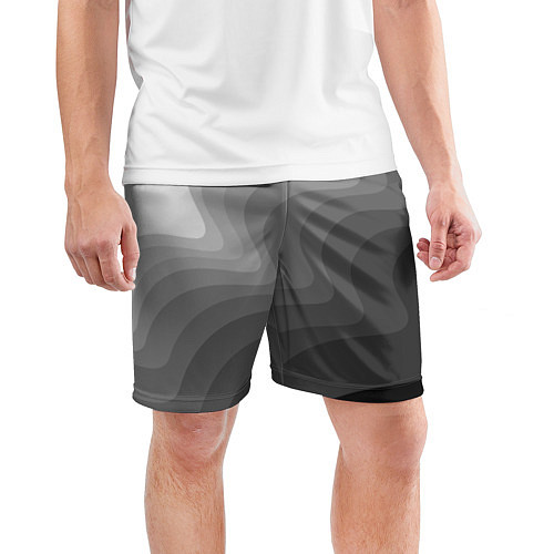 Мужские спортивные шорты Черно белые волны / 3D-принт – фото 3