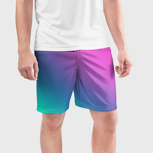 Мужские спортивные шорты Розовый с бирюзовым и синим градиент / 3D-принт – фото 3