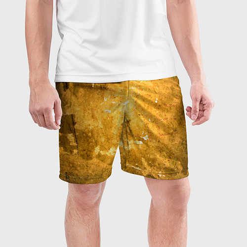 Мужские спортивные шорты Золотая абстрактная поверхность / 3D-принт – фото 3