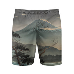 Шорты спортивные мужские Великий вулкан Фудзияма, цвет: 3D-принт