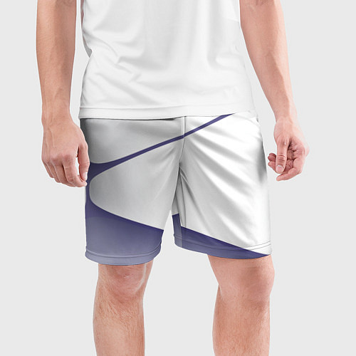 Мужские спортивные шорты Абстрактный белый и фиолетовый паттерн / 3D-принт – фото 3