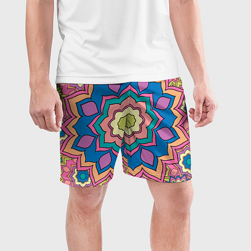 Мужские спортивные шорты Цветочный разноцветный паттерн / 3D-принт – фото 3