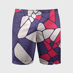 Мужские спортивные шорты Бело-фиолетово-красный паттерн из камней