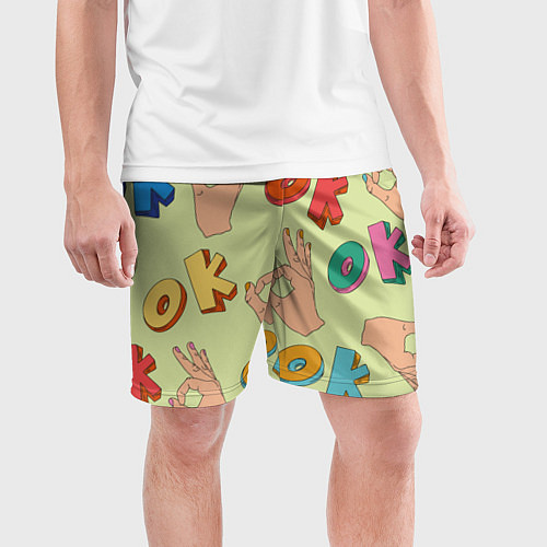 Мужские спортивные шорты Emoji ok / 3D-принт – фото 3