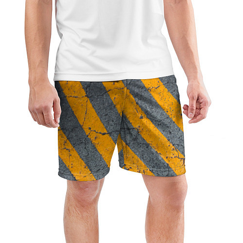 Мужские спортивные шорты Желтые полосы на бетоне / 3D-принт – фото 3