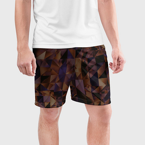 Мужские спортивные шорты Стеклянная тёмная геометрическая текстура / 3D-принт – фото 3