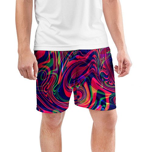 Мужские спортивные шорты Яркие волны / 3D-принт – фото 3