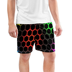 Шорты спортивные мужские Gradient hexagon genshin, цвет: 3D-принт — фото 2