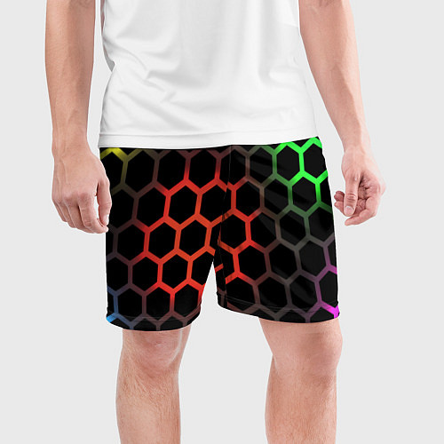 Мужские спортивные шорты Gradient hexagon genshin / 3D-принт – фото 3