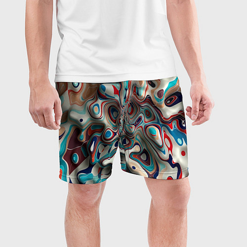 Мужские спортивные шорты Волны - краски / 3D-принт – фото 3