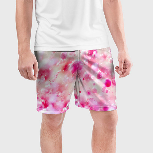 Мужские спортивные шорты Розовое множество красок и пузырей / 3D-принт – фото 3