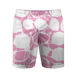 Мужские спортивные шорты Абстрактные белые овалы на розовом фоне