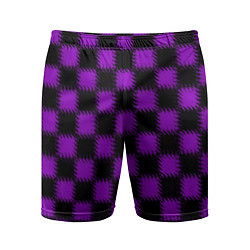 Мужские спортивные шорты Фиолетовый черный узор Шахматка