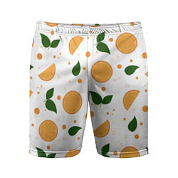 Шорты спортивные мужские Апельсины с листьями, цвет: 3D-принт
