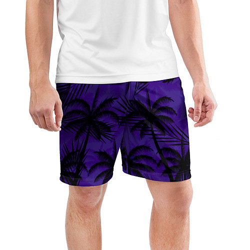 Мужские спортивные шорты Пальмы в ночи / 3D-принт – фото 3
