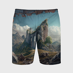 Шорты спортивные мужские Руины от нейросети, цвет: 3D-принт