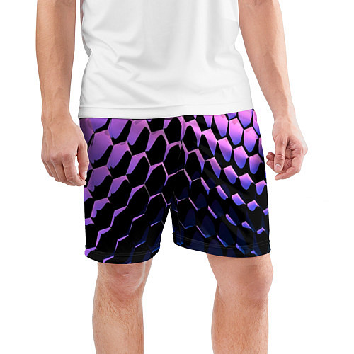 Мужские спортивные шорты Шестиугольники волны / 3D-принт – фото 3