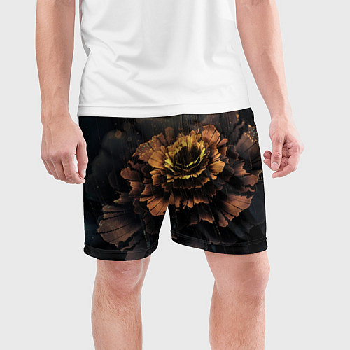 Мужские спортивные шорты Midjourney цветок под дождем / 3D-принт – фото 3