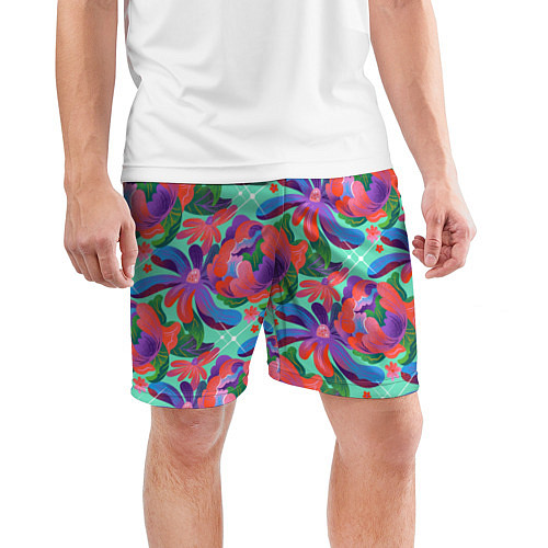 Мужские спортивные шорты Цветочный паттерн арт / 3D-принт – фото 3