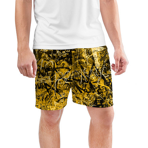 Мужские спортивные шорты Желтый хаос / 3D-принт – фото 3