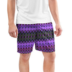 Шорты спортивные мужские Серо-фиолетовый этнический геометрический узор, цвет: 3D-принт — фото 2