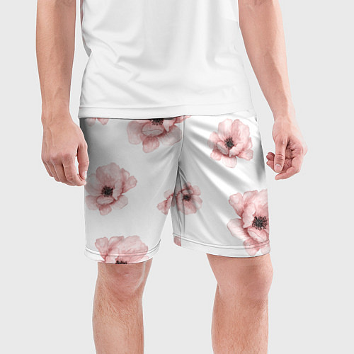 Мужские спортивные шорты Цветок сакуры на белом фоне / 3D-принт – фото 3
