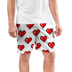 Шорты спортивные мужские Сердца в стиле пиксель-арт, цвет: 3D-принт — фото 2