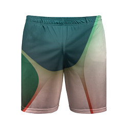 Шорты спортивные мужские Абстрактные зелёные и розовые пластины, цвет: 3D-принт