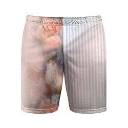Мужские спортивные шорты Цветы за стеклом - полосы с градиентом