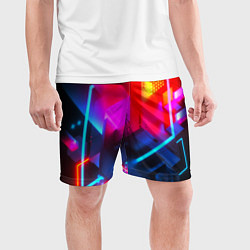 Шорты спортивные мужские Neon stripes color, цвет: 3D-принт — фото 2