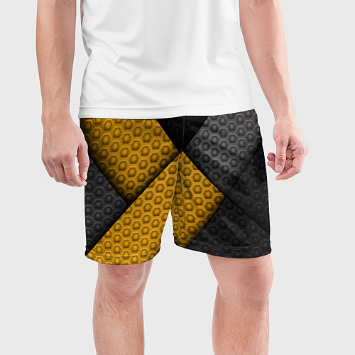 Мужские спортивные шорты Желтая текстурная линия / 3D-принт – фото 3