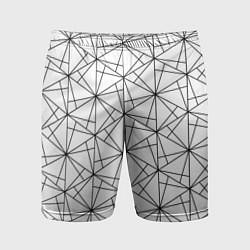 Шорты спортивные мужские Чёрно-белый геометрический треугольный узор, цвет: 3D-принт