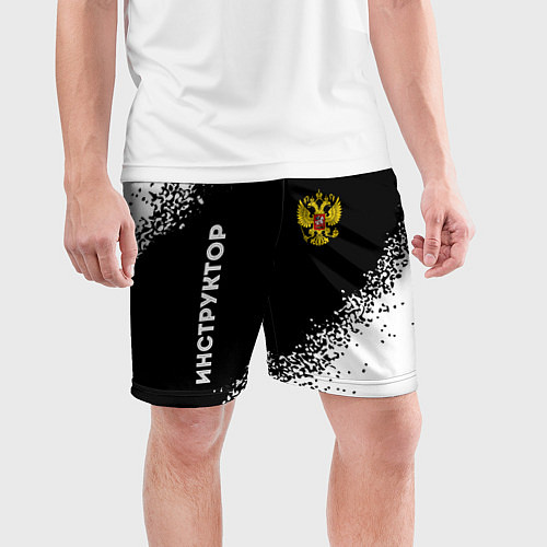 Мужские спортивные шорты Инструктор из России и герб РФ: надпись, символ / 3D-принт – фото 3