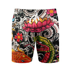 Мужские спортивные шорты Иредзуми: цветущий лотос