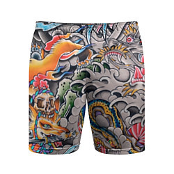 Мужские спортивные шорты Иредзуми: дракон и лис