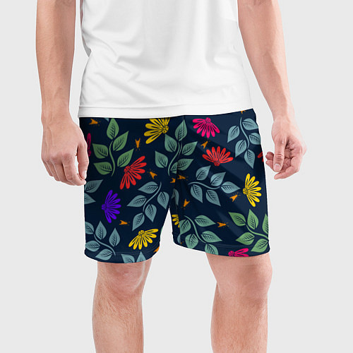 Мужские спортивные шорты Листья и цветы / 3D-принт – фото 3