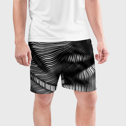 Мужские спортивные шорты Оптические волны / 3D-принт – фото 3