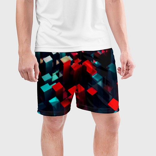 Мужские спортивные шорты Digital abstract cube / 3D-принт – фото 3